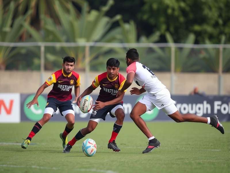 Young rugby players in training academy